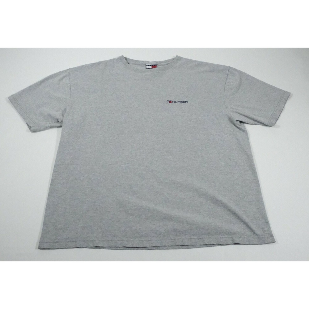 Tommy‎ Hilfiger T Shirt Mens XL Grey Vintage 90s Embroidered Logo Made In USA